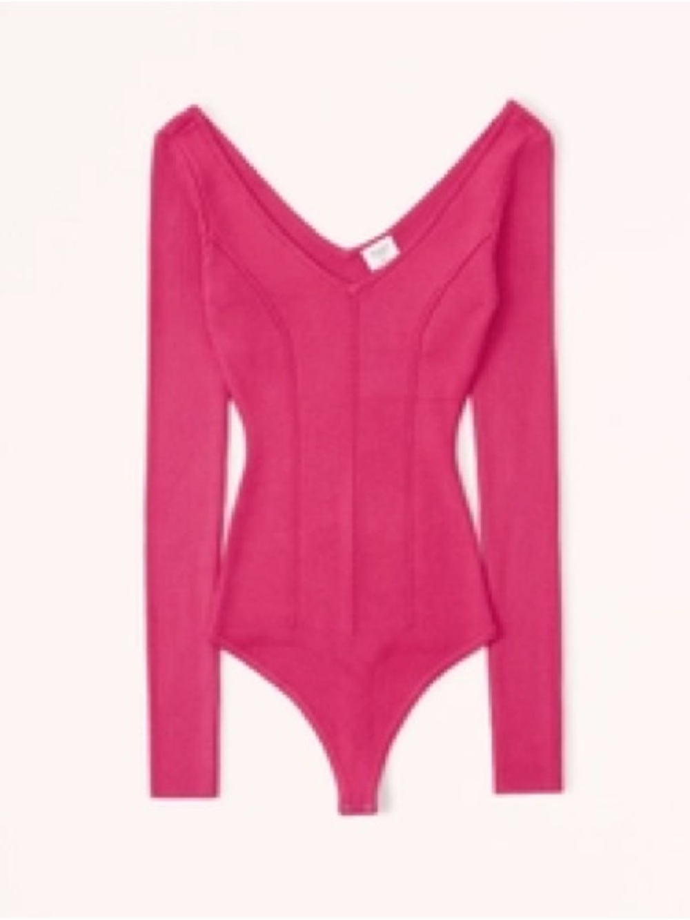 Abercrombie & Fitch Hot Pink Long Sleeve V-Neck Bodysuit